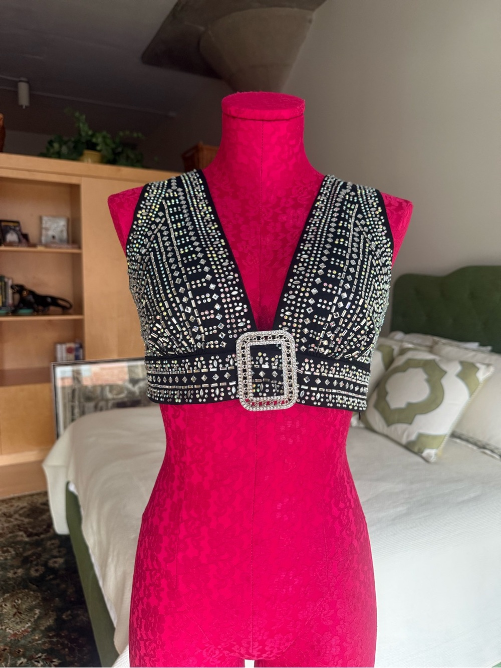 12th Tribe NWT Embellished Black Crop Top